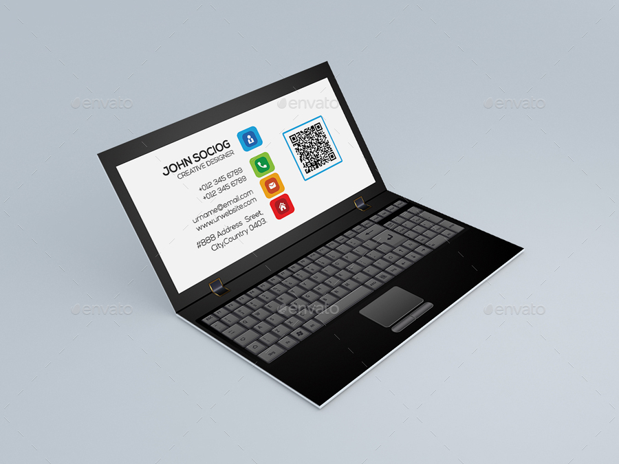 Laptop Business Card, Print Templates GraphicRiver